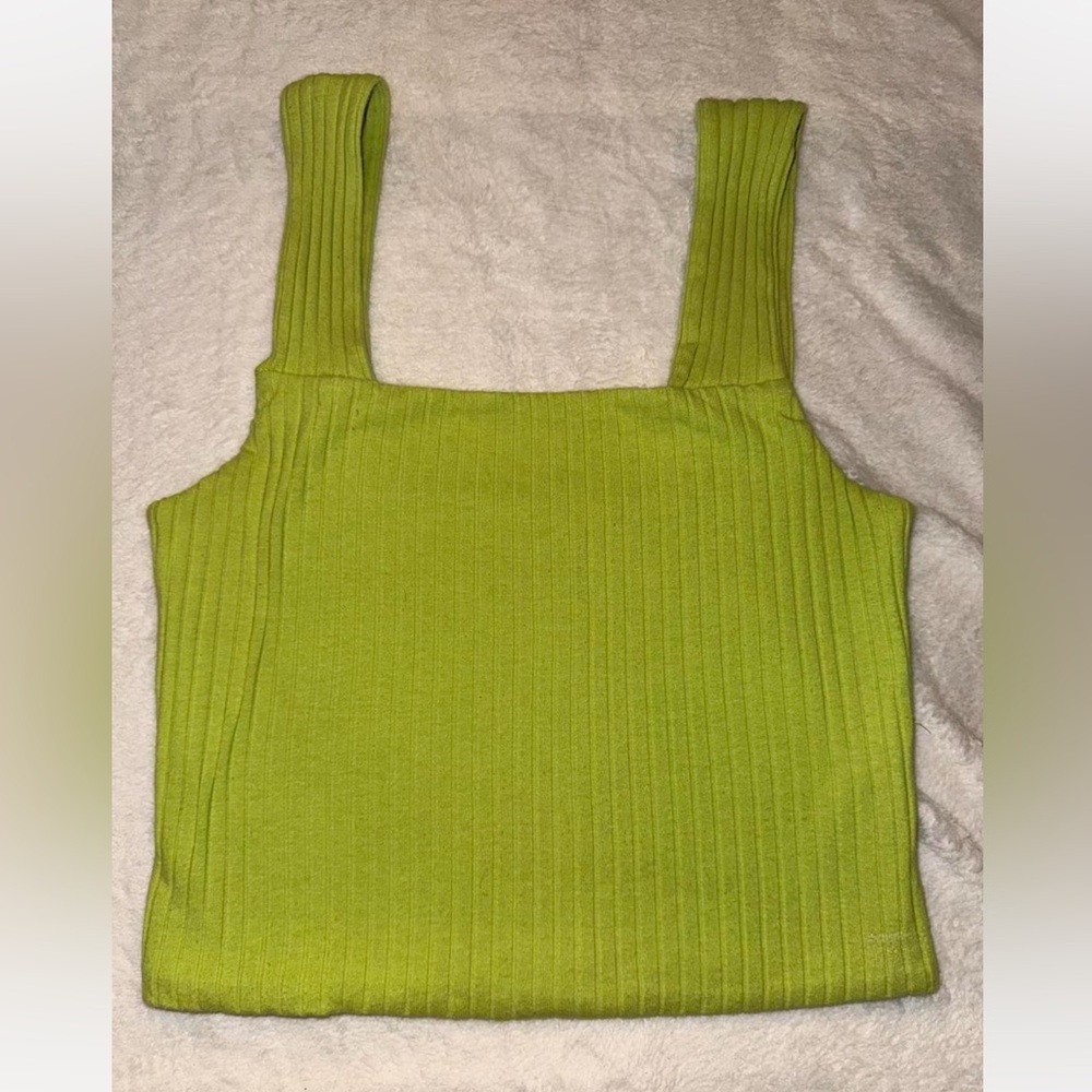 Lime Green Ribbed Women's Top